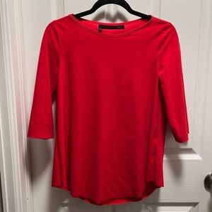 Porto | Red 3/4 Sleeve Blouse Curved Hem Sz 0/US‎ 4